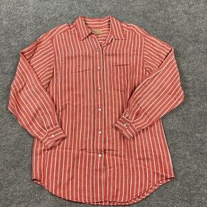 Telluride Clothing Co Linen Blend  Shirt Womens Size M Stripes Long Sleeves